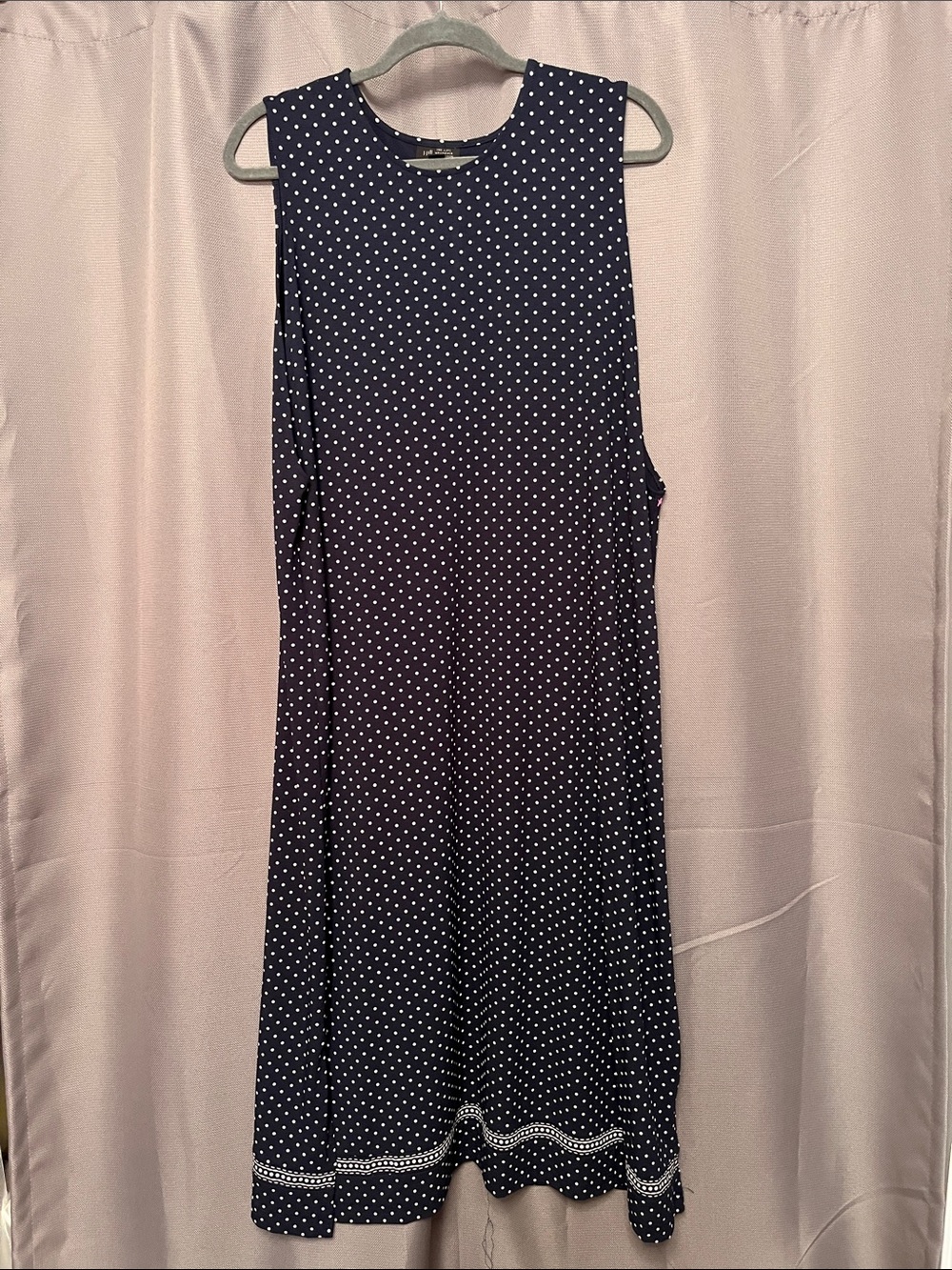 J. Jill Navy and White Polka Dot Sleeveless Maxi Dress